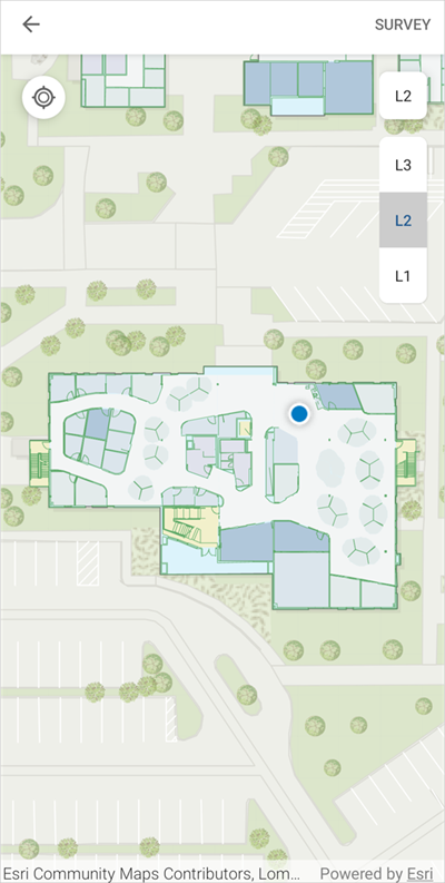 Floor picker in Map mode of ArcGIS IPS Setup for Android