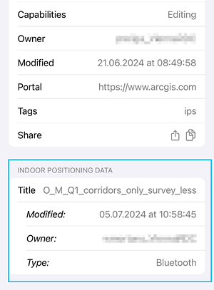 Indoor Positioning Data section