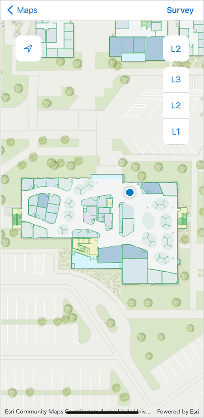 Floor picker in Map mode of ArcGIS IPS Setup for iOS