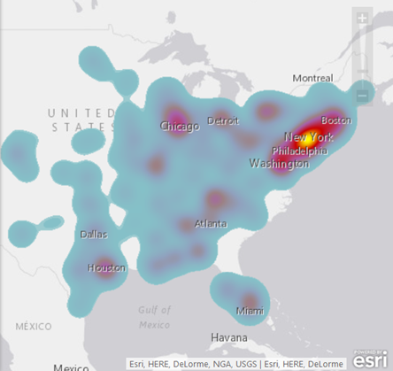 Point density heat map