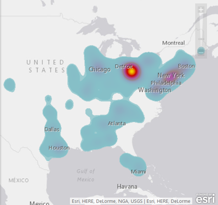 Weighted measure heat map based on revenue