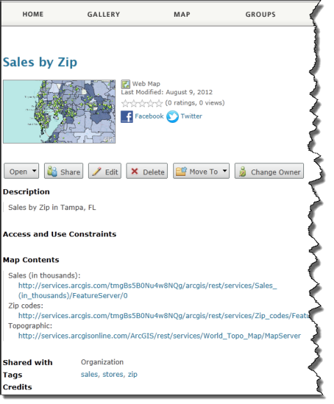 Share A Map On ArcGIS—Esri Maps For SAP BusinessObjects (v1.0 Archive ...