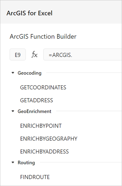 ArcGIS Function Builder in ArcGIS for Excel Online