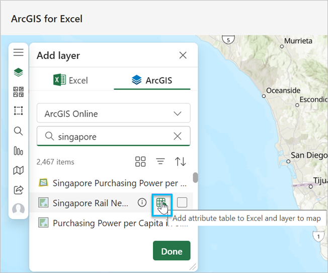 ArcGIS for Excel Add attribute table to Excel and layer to map