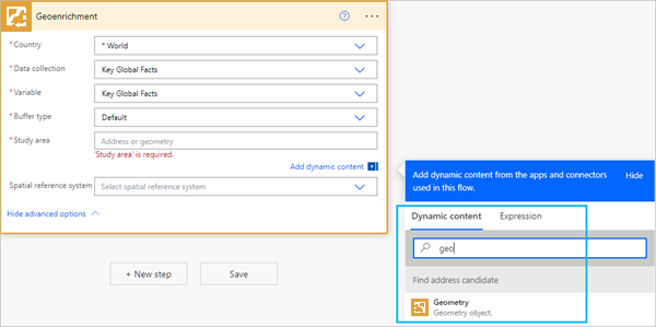 Search for Geometry as a Dynamic content object.