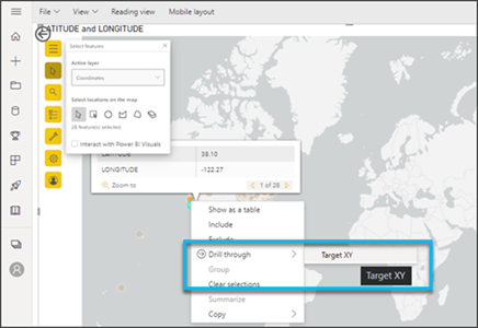 Drill through function in ArcGIS for Power BI