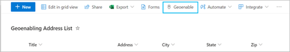 Geoenable button on the SharePoint toolbar