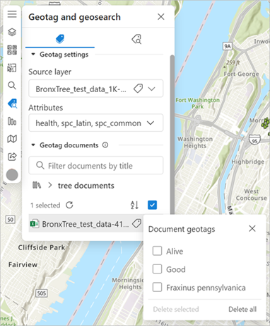 Tagged document with available tags