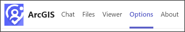 ArcGIS for Teams Options tab