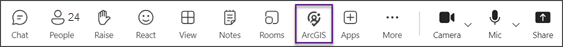 Microsoft Teams meeting ribbon with a ArcGIS tab added