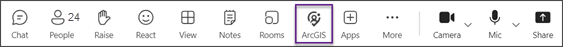 Microsoft Teams meeting ribbon with an ArcGIS tab added