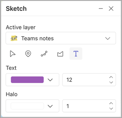 ArcGIS for Teams Sketch tool with Text option chosen