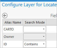 Configure Layer for Locate pane