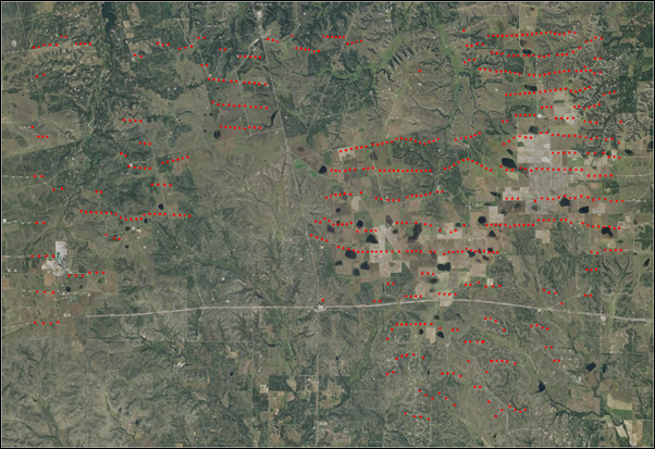 Detected wind turbines