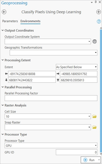 Classify Pixels Using Deep Learning Environments tab