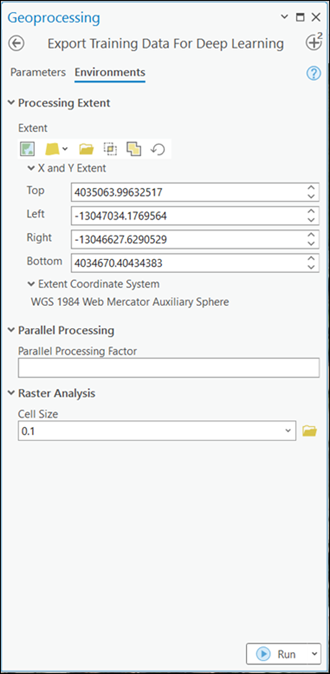 Export Training Data For Deep Learning tool parameters