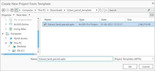 Extract land parcels ArcGIS Pro Project Template