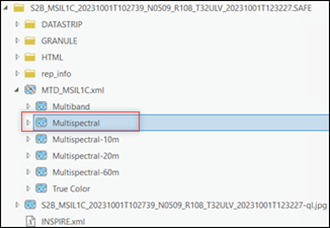 Select Multispectral raster product