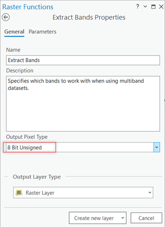 Extract Bands general tab