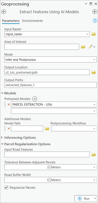 Extract Features Using AI Models parameters