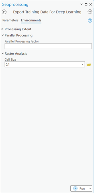 Export Training Data For Deep Learning tool parameters