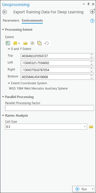 Export Training Data For Deep Learning tool parameters