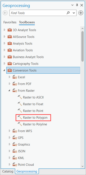 Raster to Polygon Tool Navigation