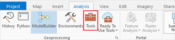Tools under Analysis tab in ArcGIS Pro