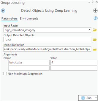 Detect Objects Using Deep Learning tool parameters