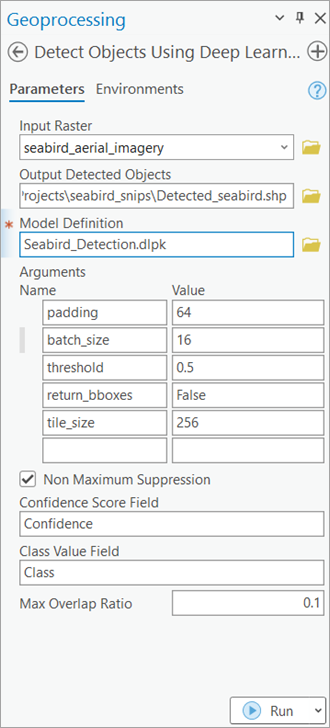 Detect Objects Using Deep Learning Parameters tab