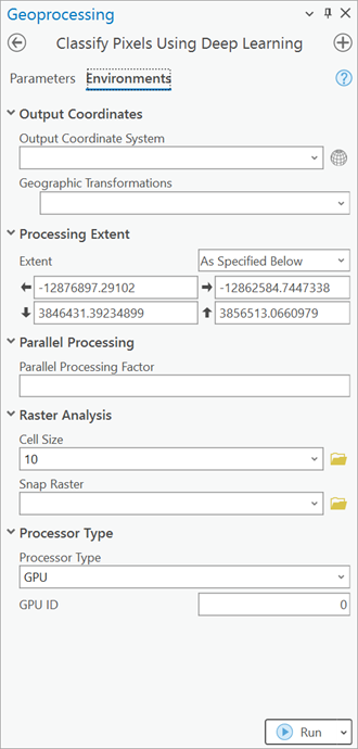 Classify Pixels Using Deep Learning Environments tab