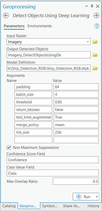 Detect Objects Using Deep Learning Parameters tab