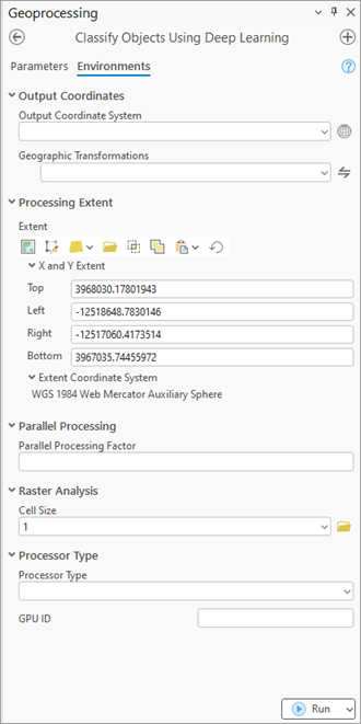 Classify Objects Using Deep Learning tool Environments tab