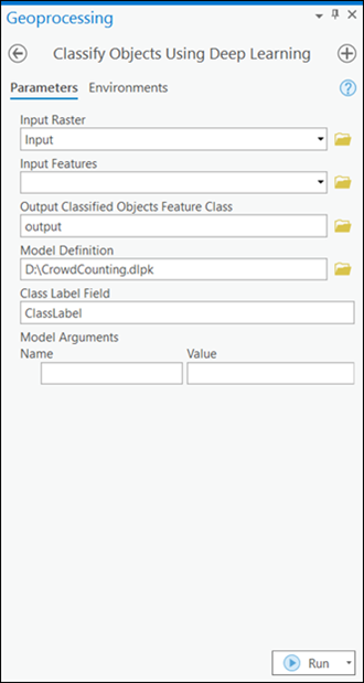 Classify Objects Using Deep Learning Parameters tab