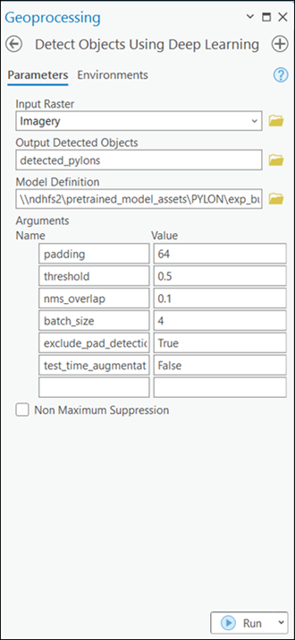 Detect Objects Using Deep Learning Parameters tab