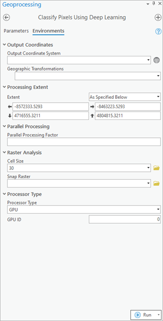 Classify Pixels Using Deep Learning Environments tab