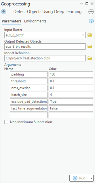 Parameters tab