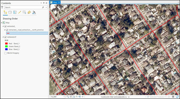 Output group layer containing postprocessed roads