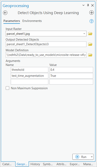 Detect Object Using Deep Learning tool Parameters tab