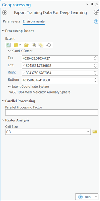 Export Training Data For Deep Learning tool parameters