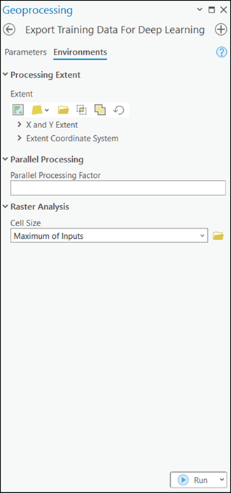 Export Training Data For Deep Learning tool parameters