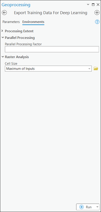 Export Training Data For Deep Learning tool parameters