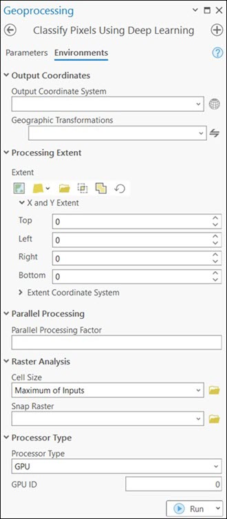 Classify Pixels Using Deep Learning Environments tab