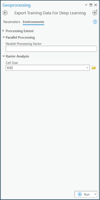 Export Training Data For Deep Learning tool parameters