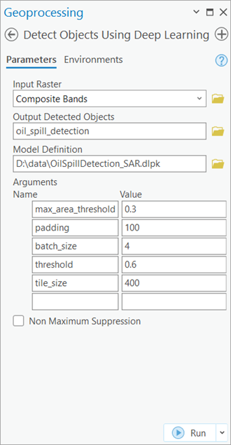 Parameters tab