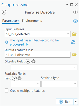 Pairwise Dissolve Parameters tab