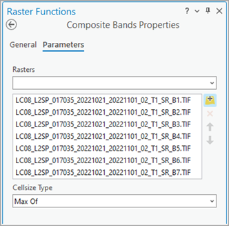 Creating multispectral image using Composite Bands Raster Function.