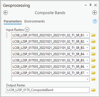 Creating multispectral image using Composite Bands geoprocessing tool.