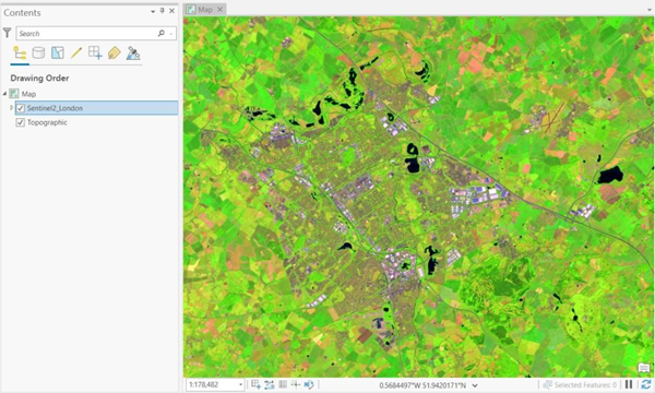 Sentinel-2 imagery added in ArcGIS Pro