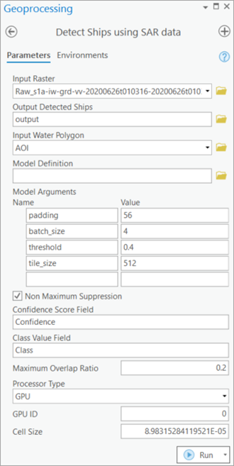 Detect Ships using SAR data parameters